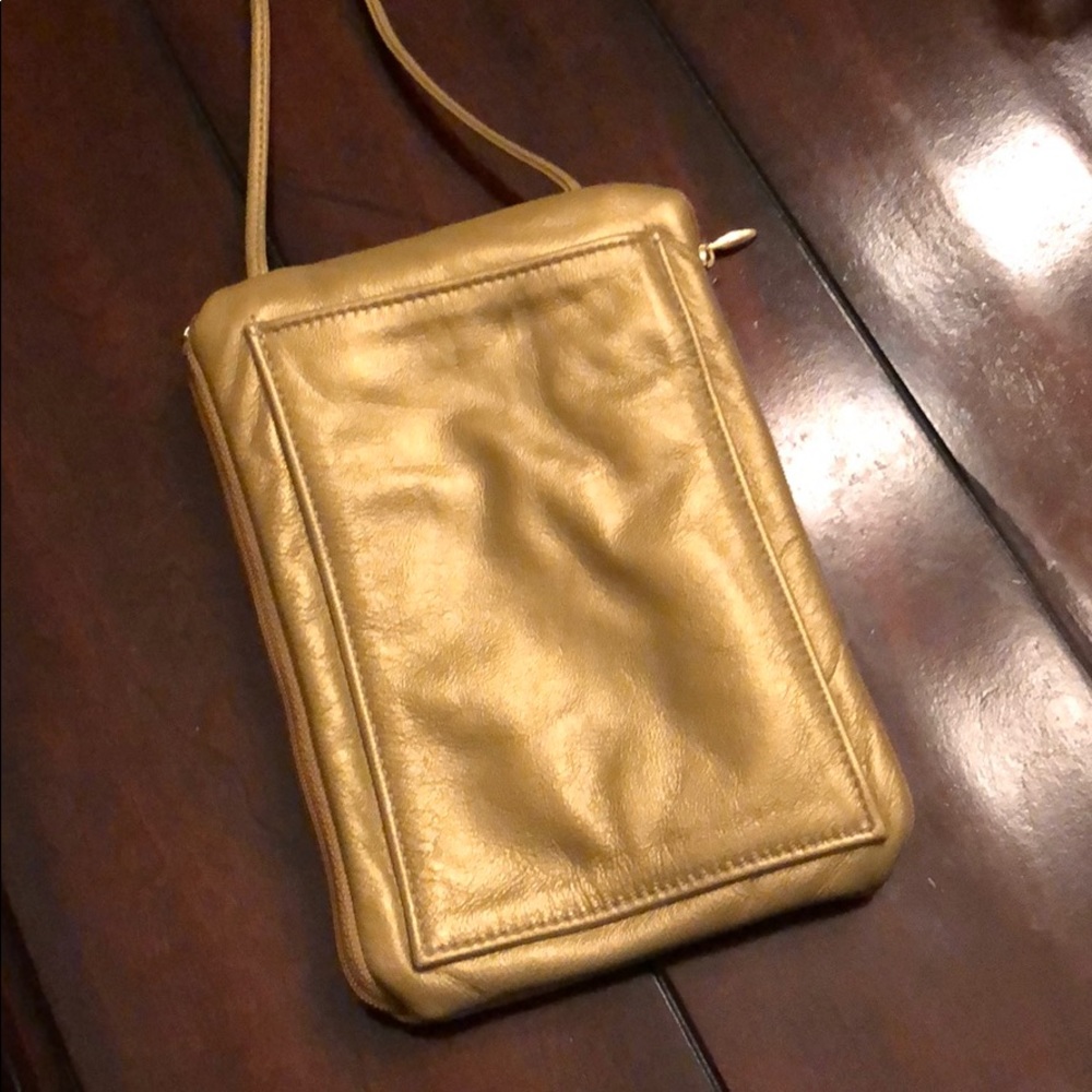 Gold Italian leather crossbody